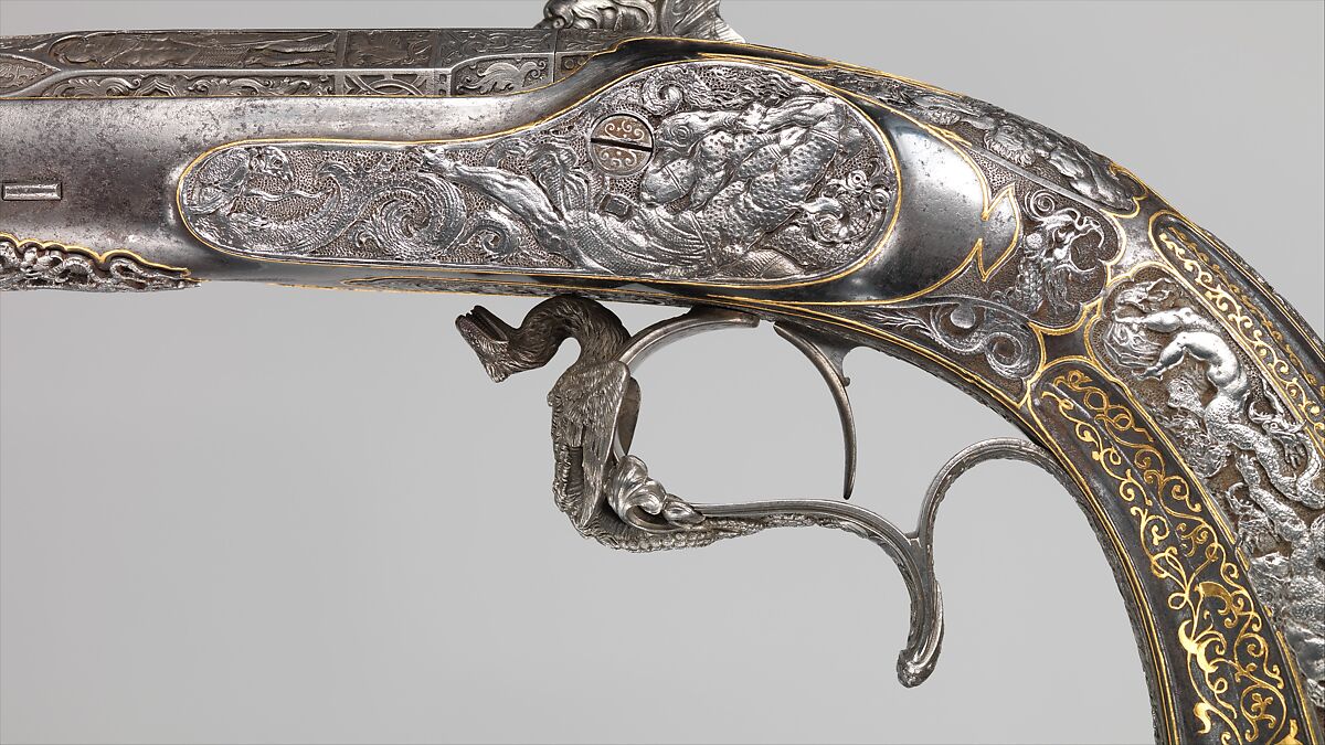 Two Percussion Exhibition Pistols, Signed by Gilles Michel Louis Moutier-Le Page (French,  1810–1887), Steel, gold, French
