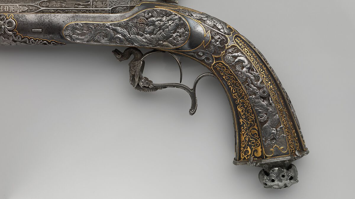 Two Percussion Exhibition Pistols, Signed by Gilles Michel Louis Moutier-Le Page (French,  1810–1887), Steel, gold, French