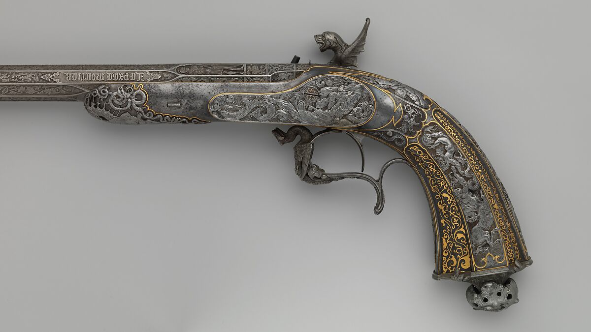Two Percussion Exhibition Pistols, Signed by Gilles Michel Louis Moutier-Le Page (French,  1810–1887), Steel, gold, French