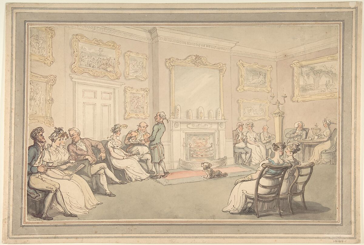 The Reception, Thomas Rowlandson (British, London 1757–1827 London), Watercolor, pen and ink, brush and wash 
