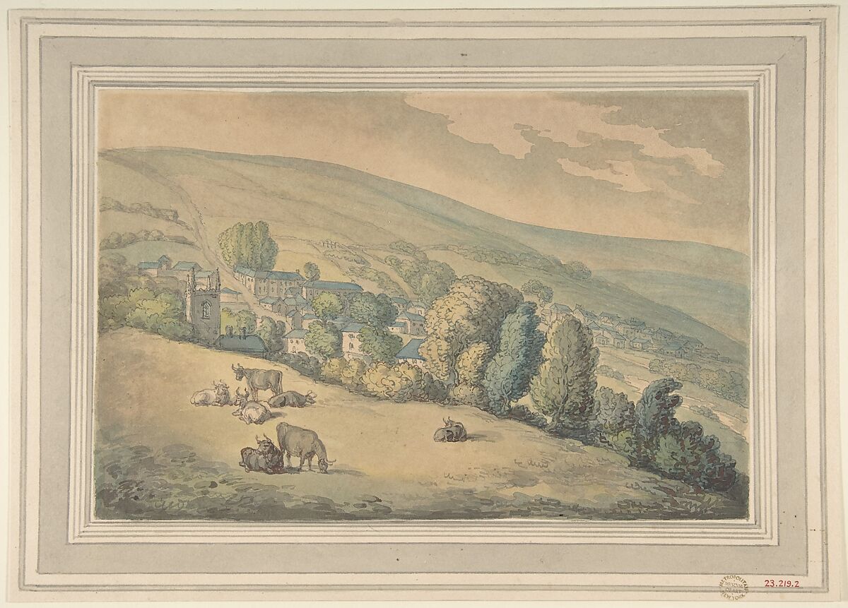 Downlands, Sussex, Thomas Rowlandson (British, London 1757–1827 London), Watercolor, pen and ink, brush and wash 
