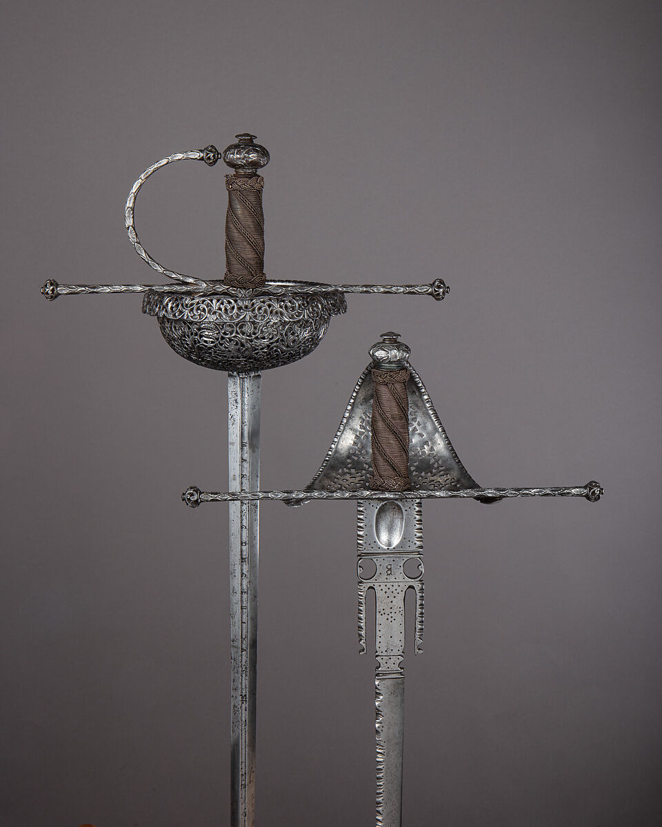 Cup-Hilted Rapier and Matching Parrying Dagger, Steel, iron, Italian, possibly Naples