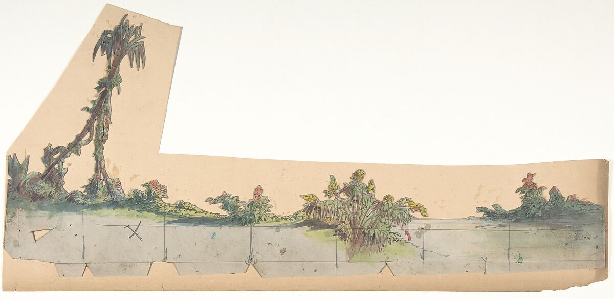 Design for a Stage Set at the Opéra, Paris, Eugène Cicéri (French, Paris 1813–1890 Fontainebleau), Watercolor over graphite 