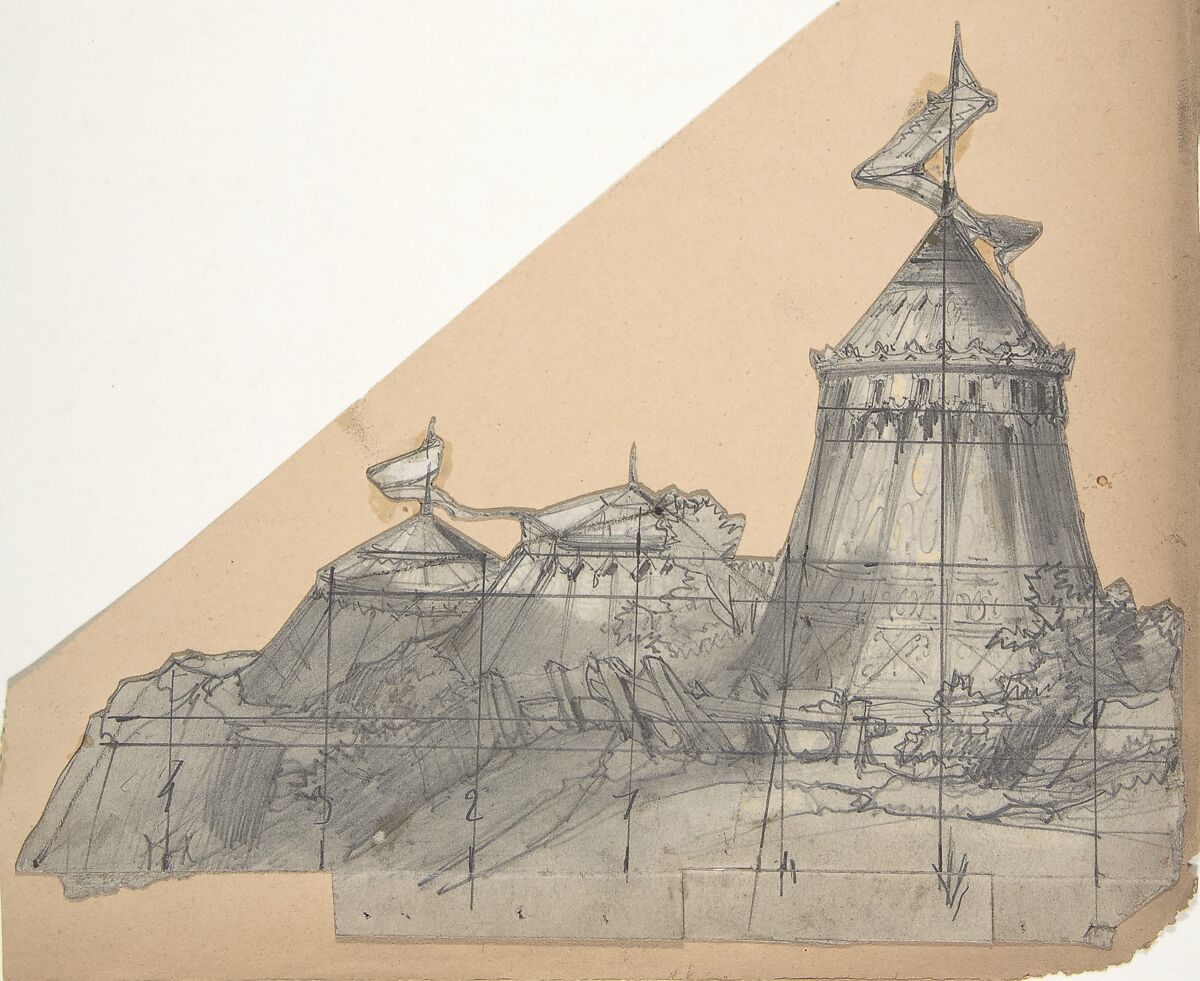 Design for a Stage Set at the Opéra, Paris: A Tent, Eugène Cicéri (French, Paris 1813–1890 Fontainebleau), Graphite 