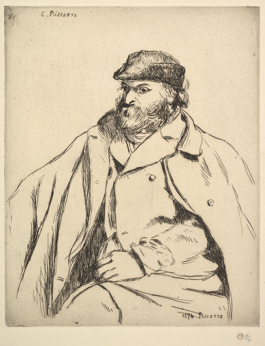 Portrait of Paul Cézanne, Camille Pissarro (French, Charlotte Amalie, Saint Thomas 1830–1903 Paris), Etching on laid paper; only state 