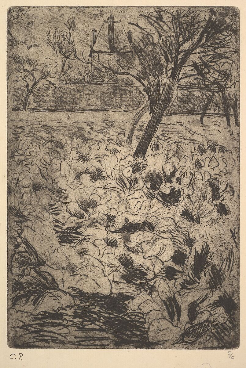 The Cabbage Field, Camille Pissarro (French, Charlotte Amalie, Saint Thomas 1830–1903 Paris), Softground etching on laid paper; second state 
