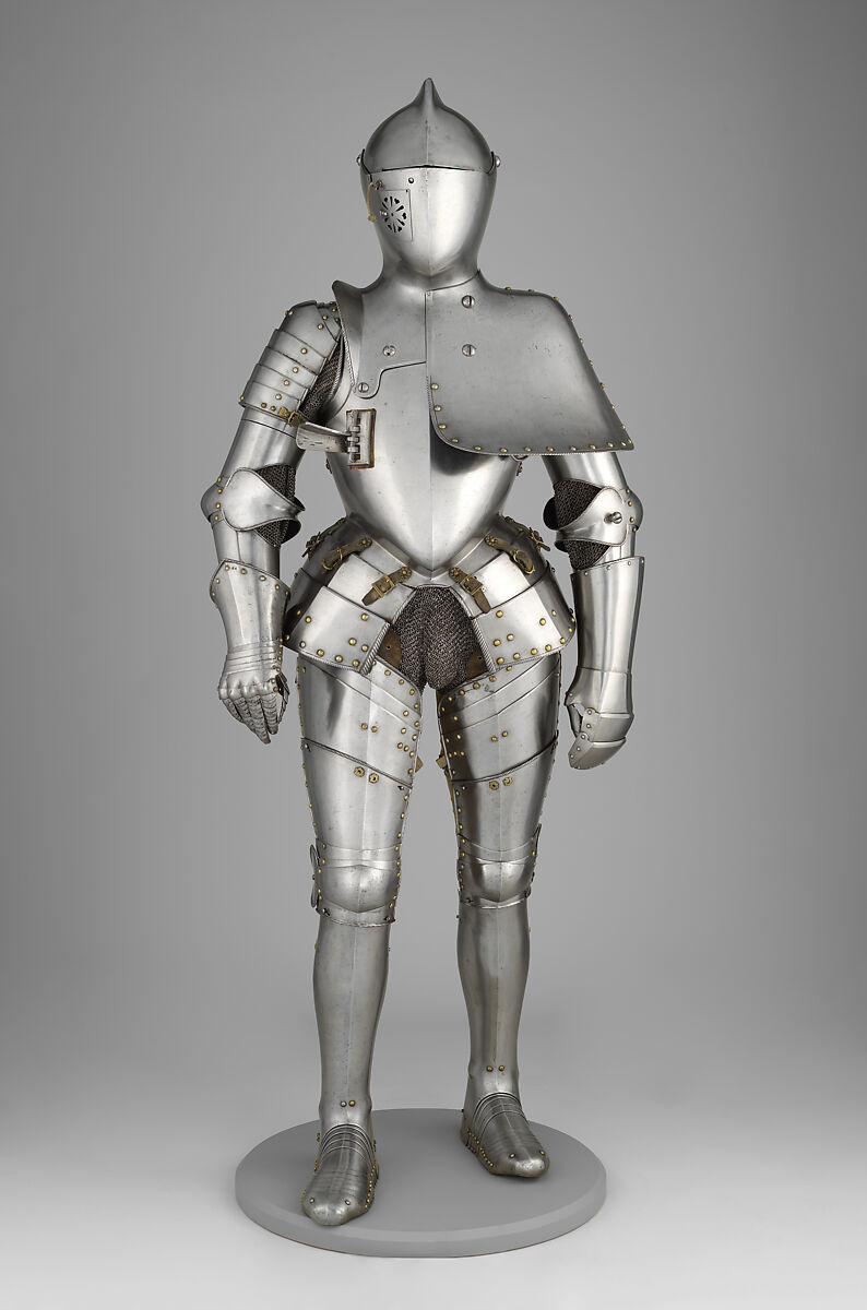 Armor for the Tilt, Attributed to Anton Peffenhauser (German, Augsburg, 1525–1603), Steel, brass, leather, German, Augsburg