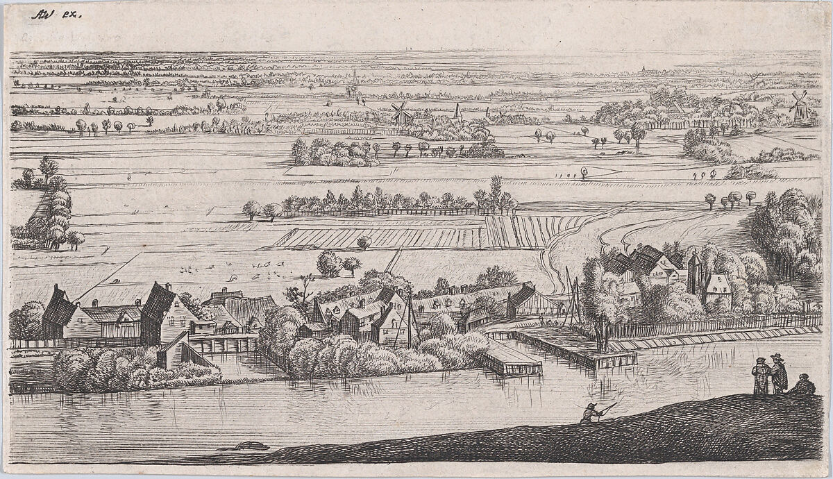 Village on a River, Jan Ruischer (Dutch, born Franeker, ca. 1625–after 1675), Etching and drypoint, third state of three 