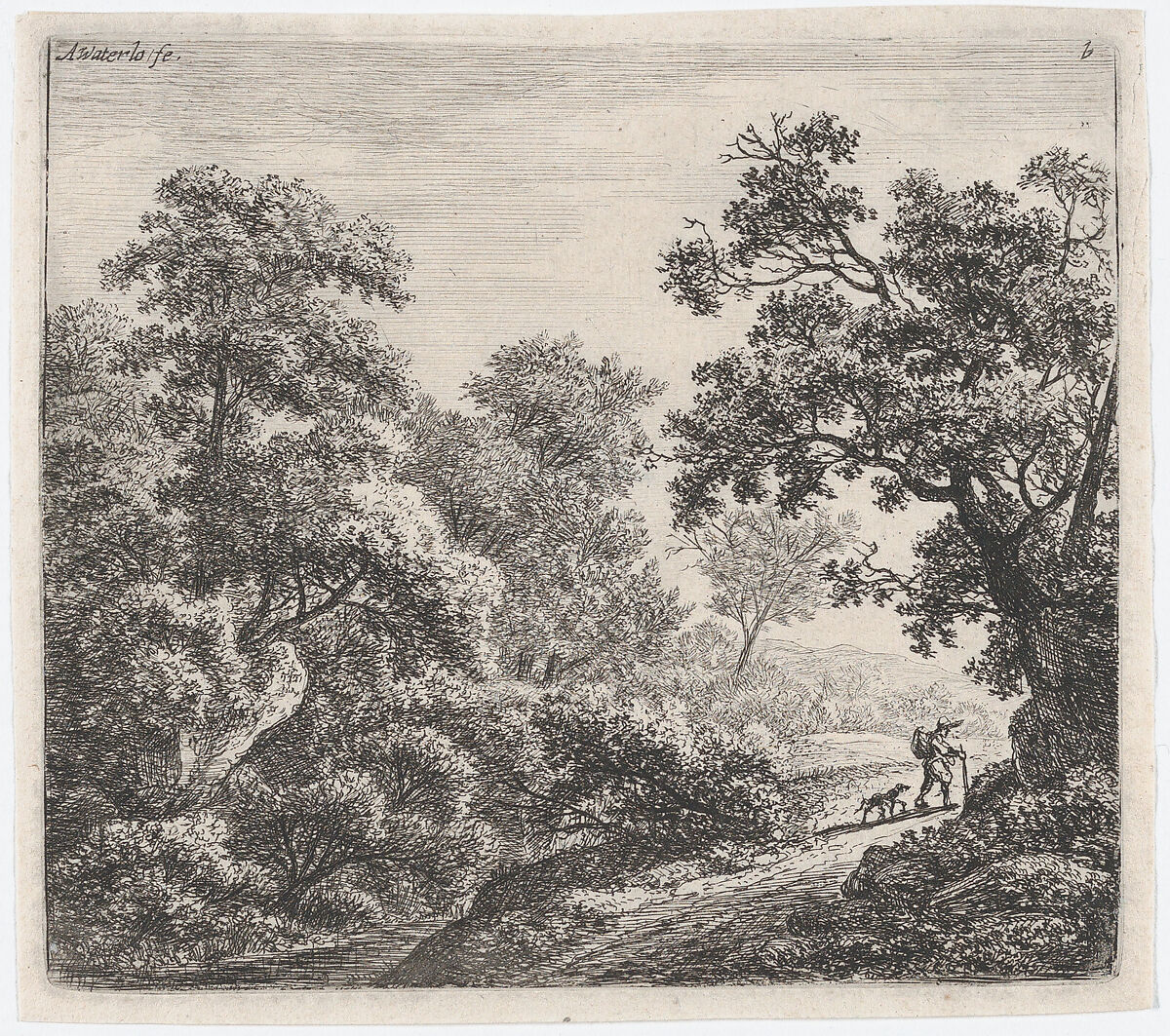 A Traveller and His Dog (Le Voyageur et son Chien), Anthonie Waterloo (Dutch, Lille 1609–1690 Utrecht), Etching, second state of three 