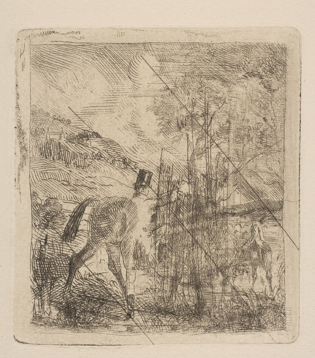 The Sportsman Mounting His Horse, Edgar Degas (French, Paris 1834–1917 Paris), Etching; fifth (final) state, from the canceled plate 