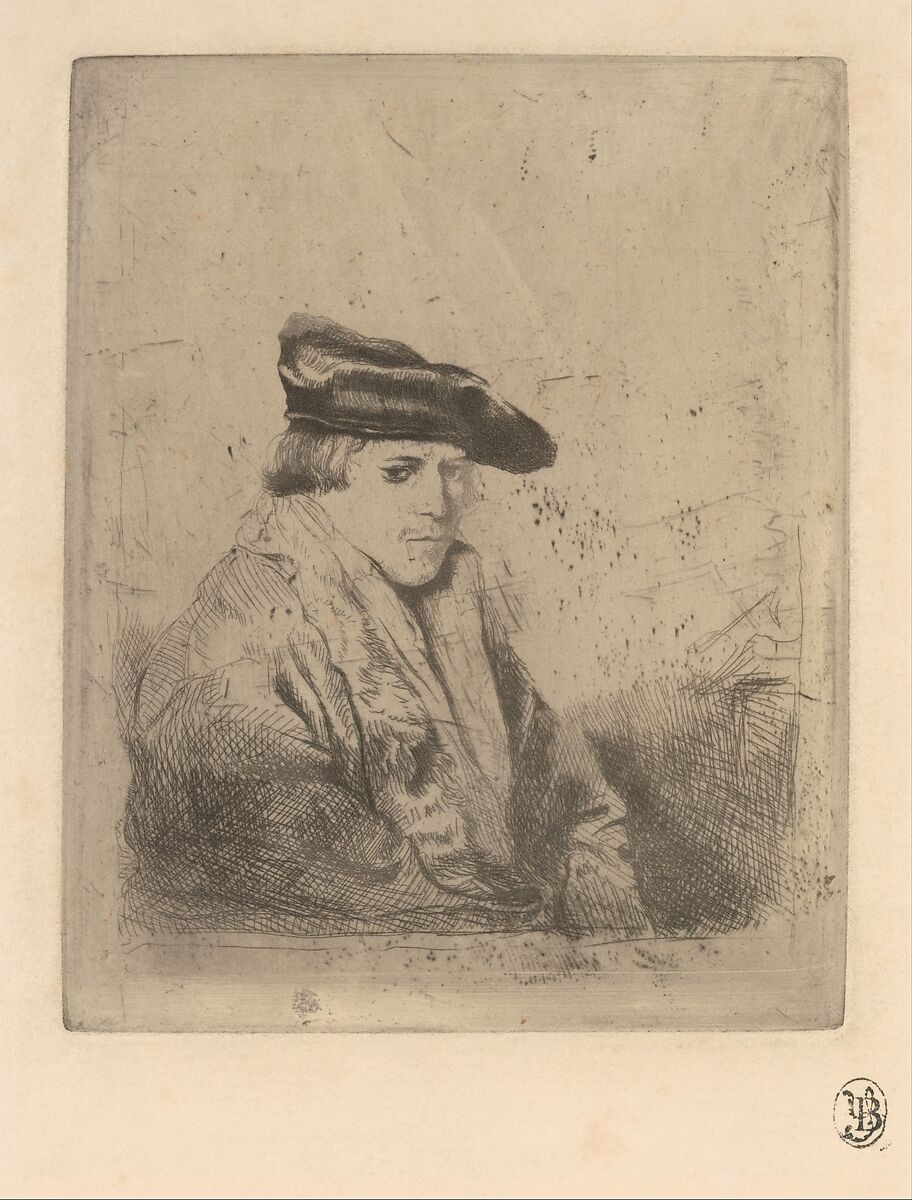 Young Man, Seated, in a Velvet Beret, after Rembrandt, Edgar Degas (French, Paris 1834–1917 Paris), Etching; only state 