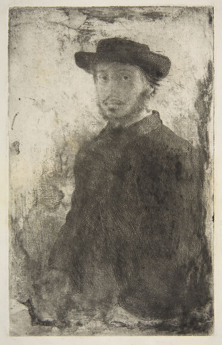 Edgar Degas: Self-Portrait, Edgar Degas (French, Paris 1834–1917 Paris), Etching and drypoint; third state of four 