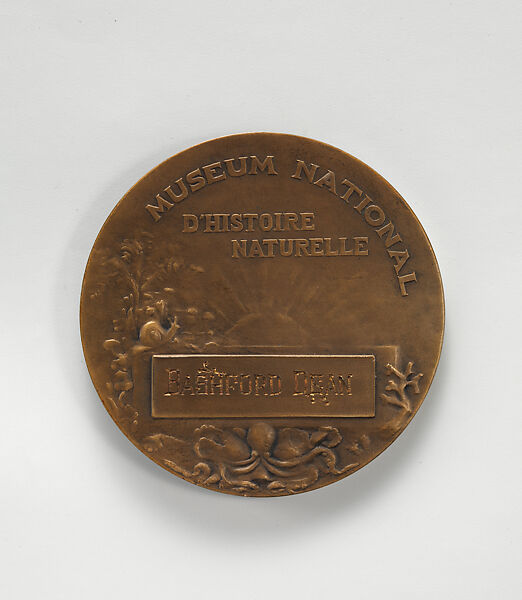 Lamarck Medal with Case, François-Léon Sicard (French, 1862–1934), Bronze, leather, textile, French