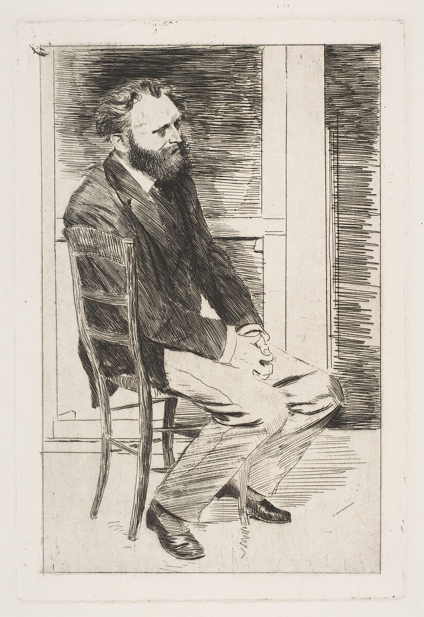 Édouard Manet, Seated, Turned to the Right, Edgar Degas (French, Paris 1834–1917 Paris), Etching and drypoint; first state of four 