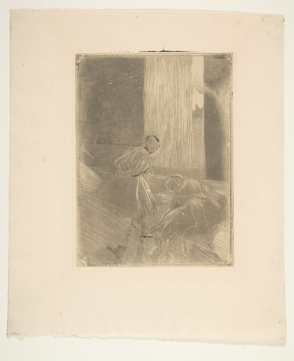 Two Dancers in a Rehearsal Room, Edgar Degas (French, Paris 1834–1917 Paris), Aquatint, drypoint, and scraping on laid paper; only state