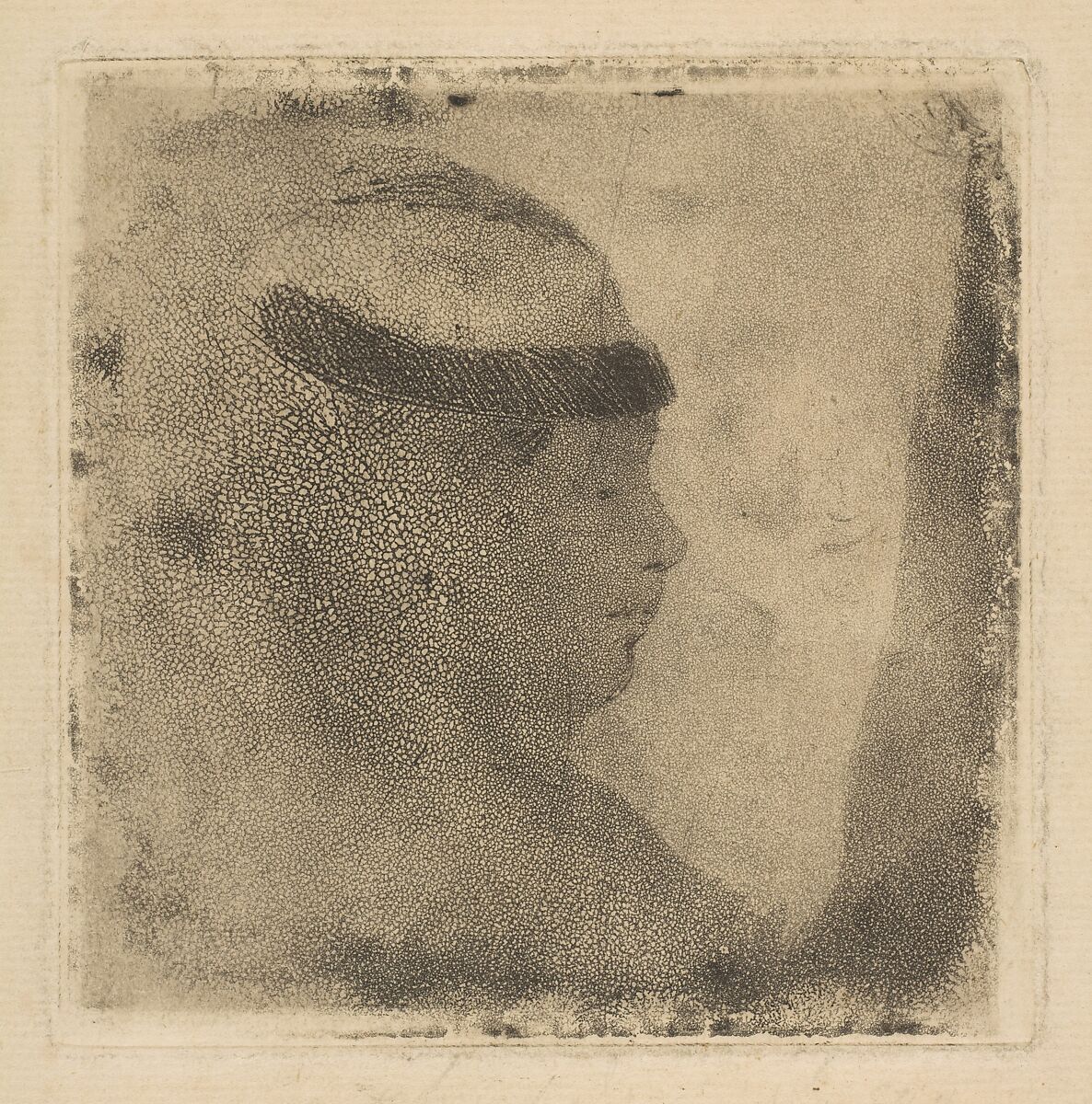 Head of a Woman in Profile, Edgar Degas (French, Paris 1834–1917 Paris), Softground etching, aquatint, and drypoint on laid paper (unique impression) 