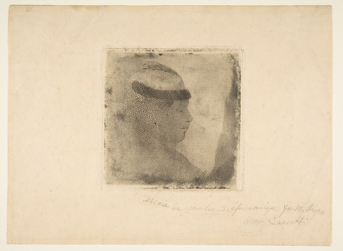 Head of a Woman in Profile, Edgar Degas (French, Paris 1834–1917 Paris), Softground etching, aquatint, and drypoint on laid paper (unique impression)