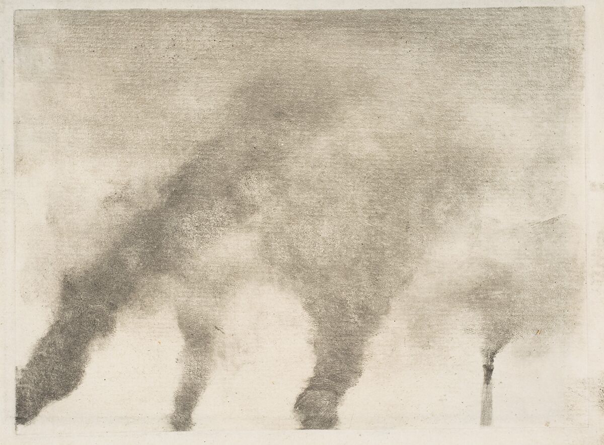 Factory Smoke, Edgar Degas (French, Paris 1834–1917 Paris), Monotype printed in black ink on laid paper 