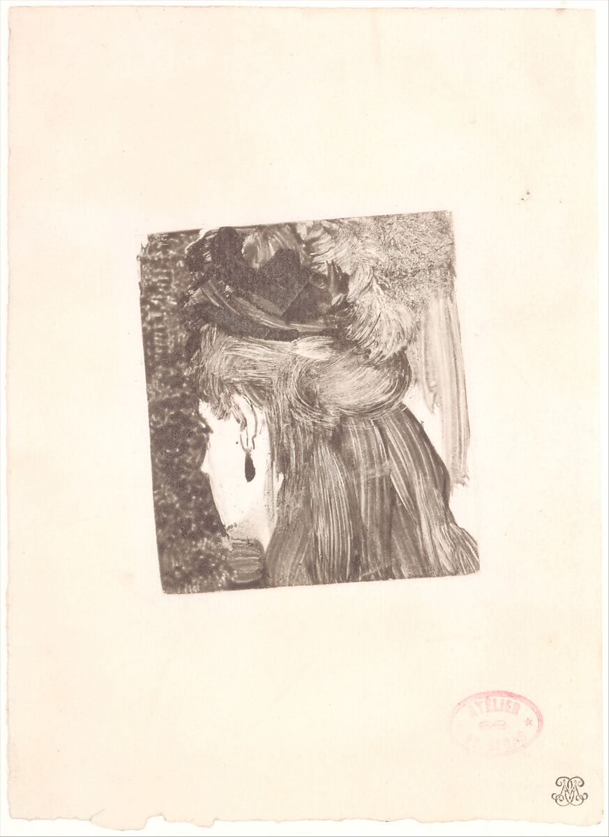 The Jet Earring, Edgar Degas (French, Paris 1834–1917 Paris), Monotype printed in black ink on white wove paper
