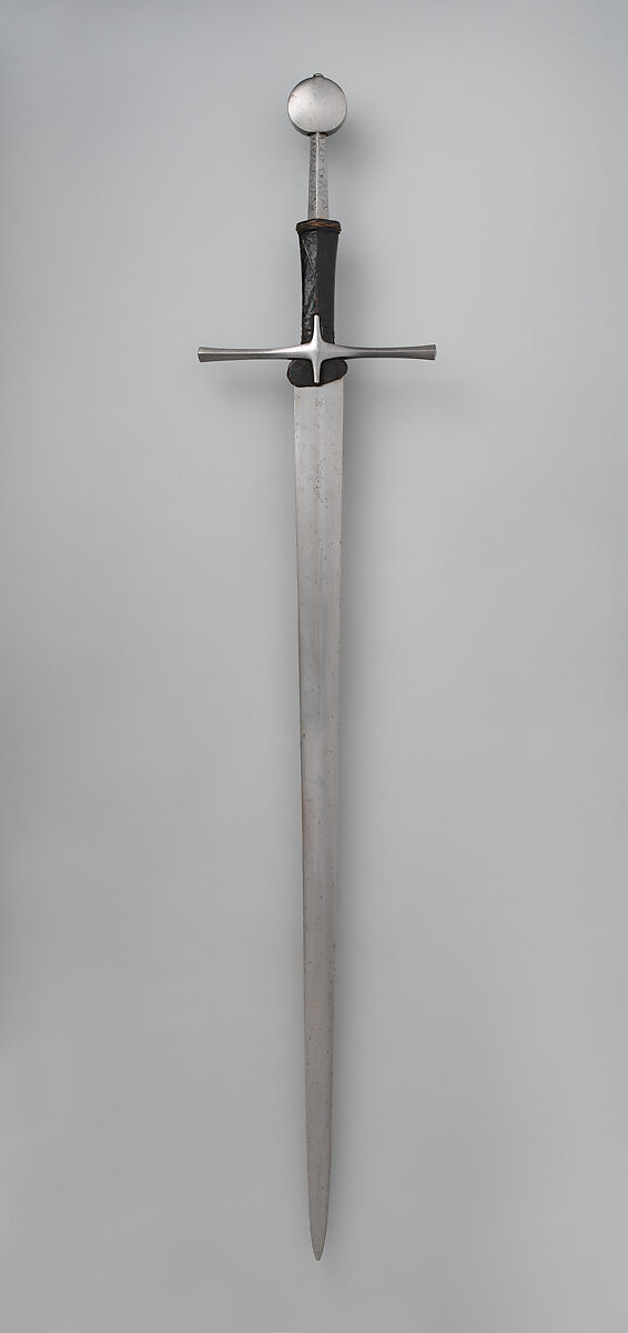 Hand-and-a-Half Sword, Steel, leather, wood, copper alloy, European or possibly British