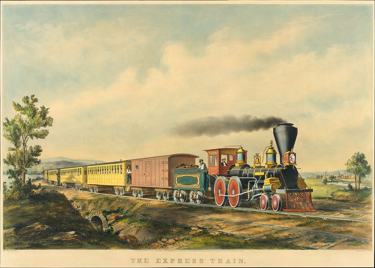The Express Train, Charles Parsons (American (born England), Hampshire 1821–1910 New York), Hand-colored lithograph
