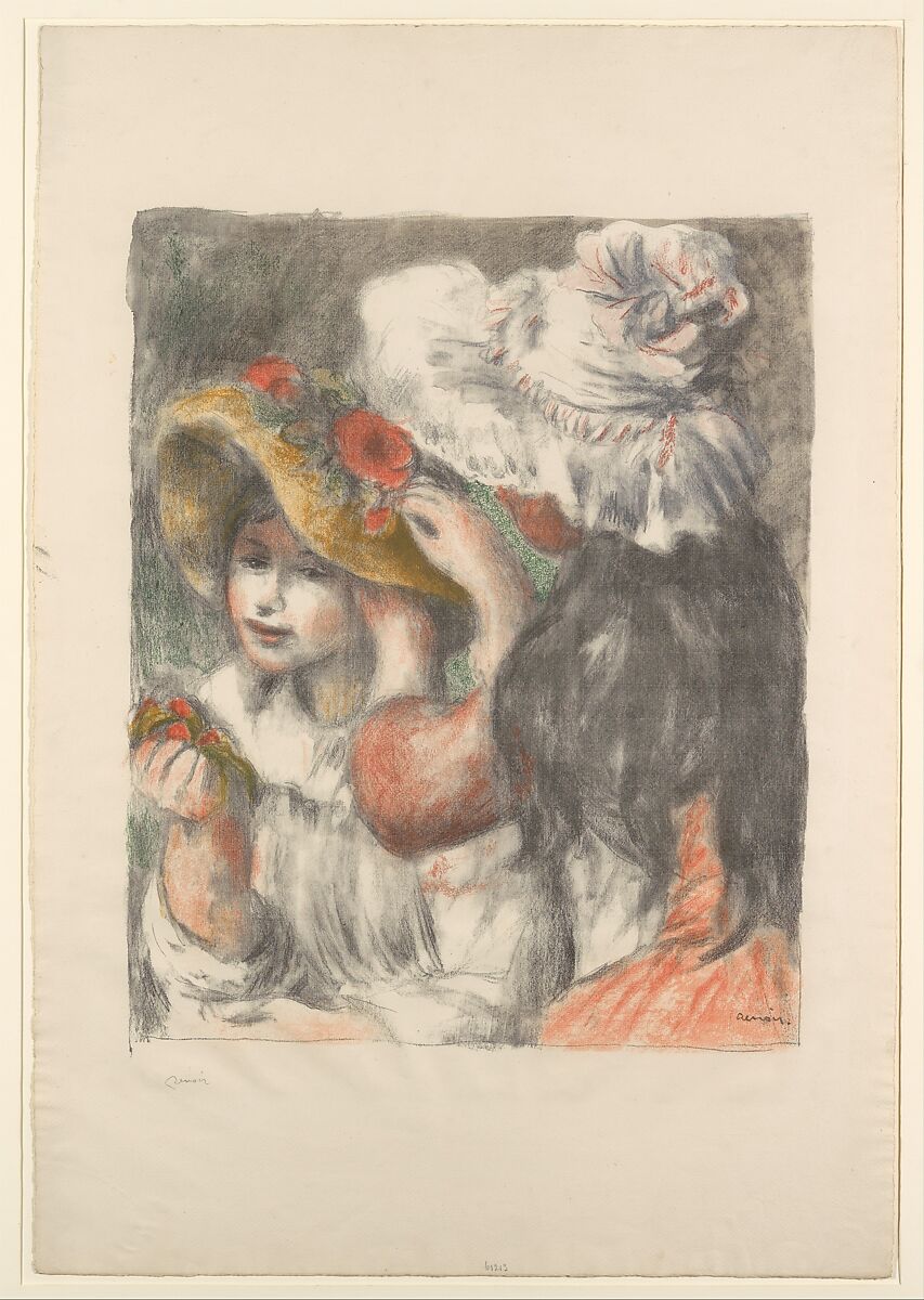 The Hat Pinned with Flowers (Le Chapeau Épinglé), Auguste Renoir (French, Limoges 1841–1919 Cagnes-sur-Mer), Color lithograph on off-white laid paper 