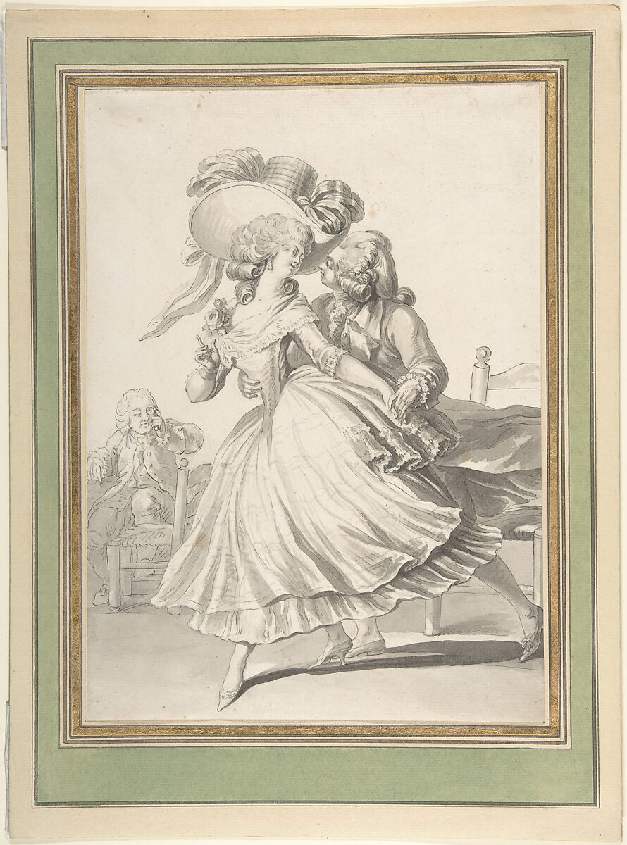 Attributed to Louis Binet | Costume Drawing: Lady and Gentleman Dancing ...