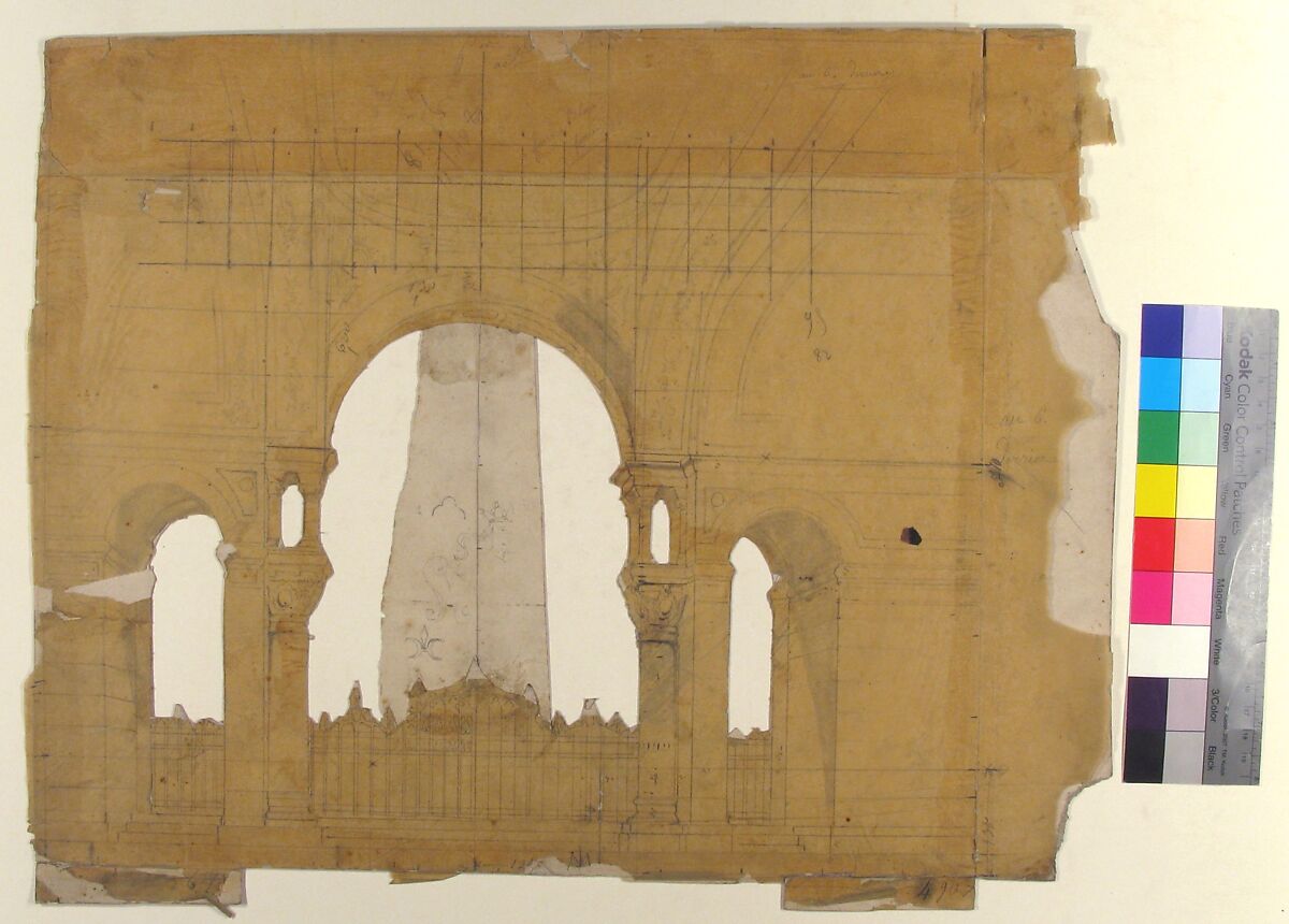 Design for a Stage Set at the Opéra, Paris, Eugène Cicéri (French, Paris 1813–1890 Fontainebleau), Graphite 