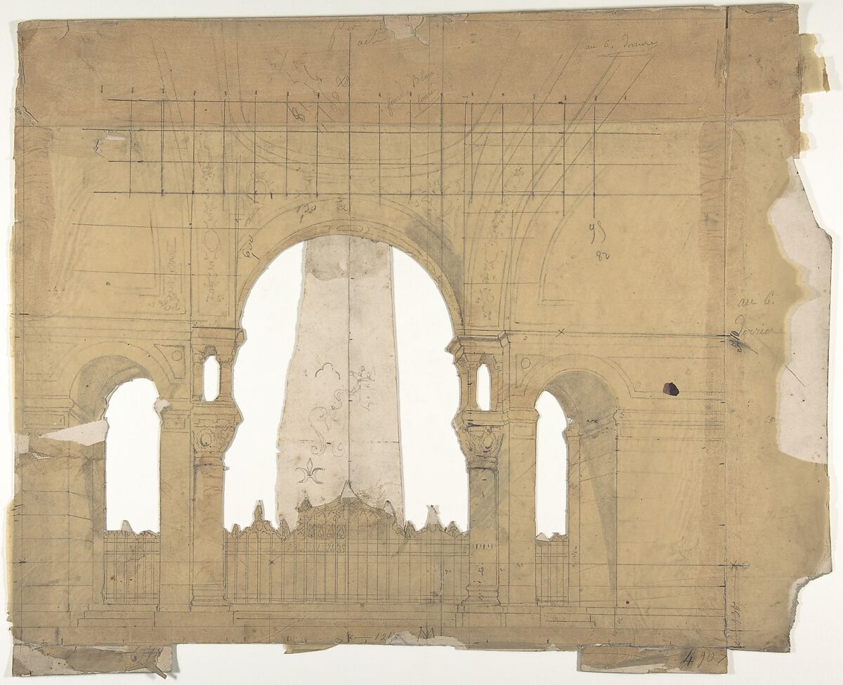 Design for a Stage Set at the Opéra, Paris, Eugène Cicéri (French, Paris 1813–1890 Fontainebleau), Graphite