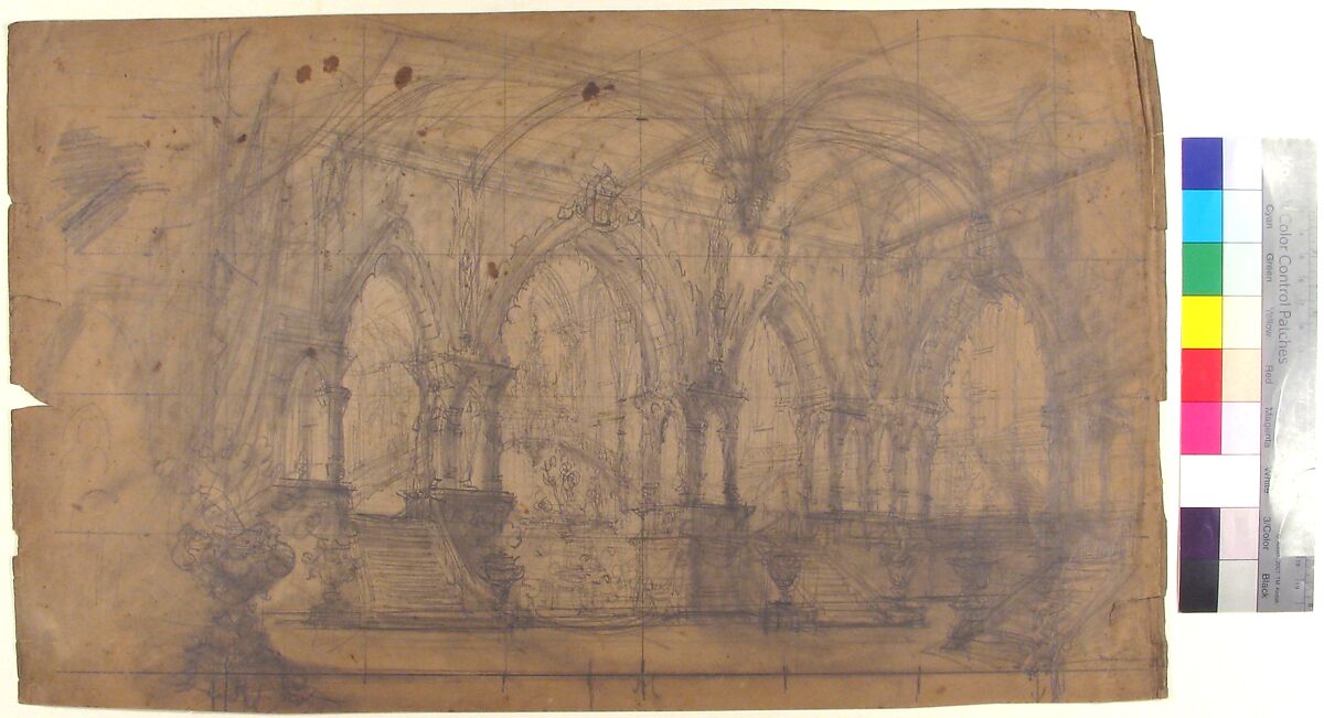 Design for a Stage Set at the Opéra, Paris, Eugène Cicéri (French, Paris 1813–1890 Fontainebleau), Graphite