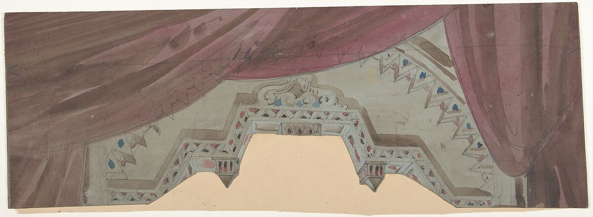 Design for a Stage Set at the Opéra, Paris, Eugène Cicéri (French, Paris 1813–1890 Fontainebleau), Watercolor over graphite 