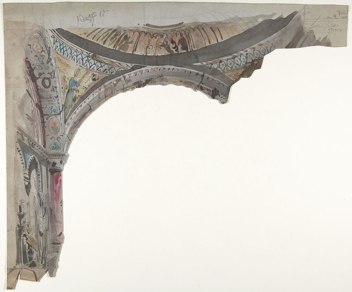 Design for a Stage Set at the Opéra, Paris, Eugène Cicéri (French, Paris 1813–1890 Fontainebleau), Watercolor over graphite 