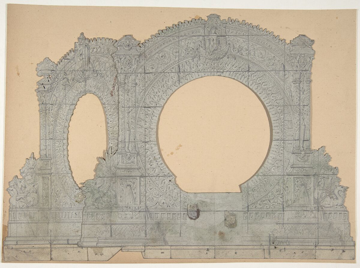 Design for a Stage Set at the Opéra, Paris, Eugène Cicéri (French, Paris 1813–1890 Fontainebleau), Graphite 