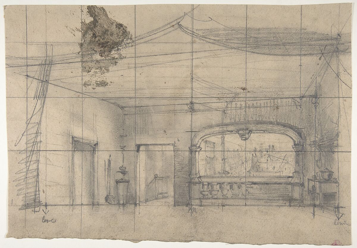 Design for a Stage Set at the Opéra, Paris, Eugène Cicéri (French, Paris 1813–1890 Fontainebleau), Graphite 