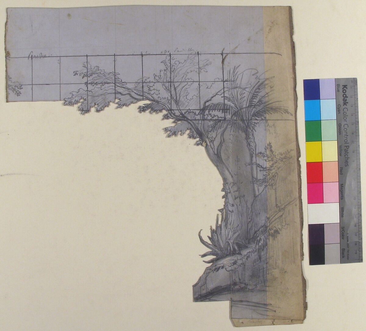 Design for a Stage Set at the Opéra, Paris, Eugène Cicéri (French, Paris 1813–1890 Fontainebleau), Graphite, heightened with white
