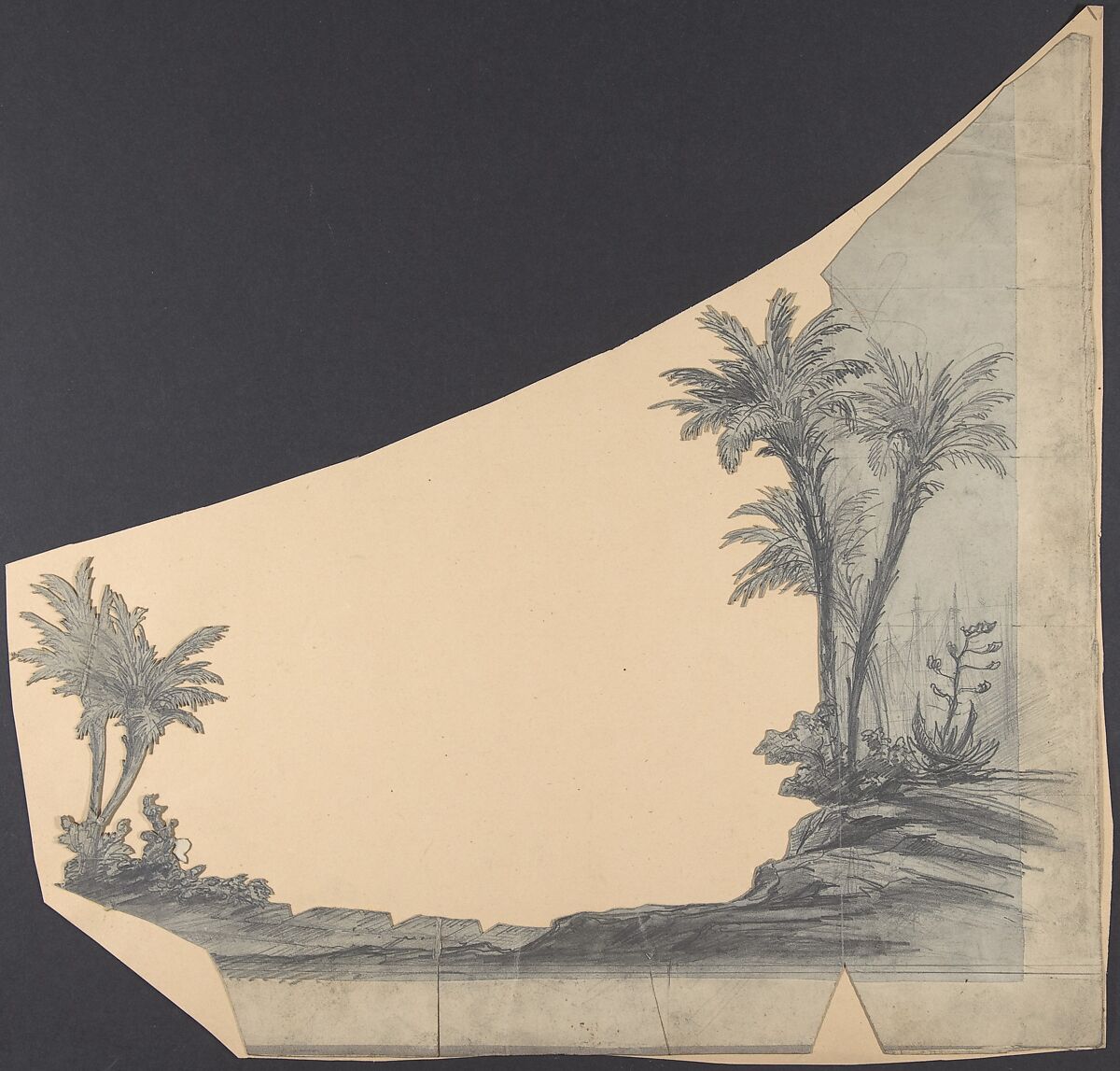 Design for a Stage Set at the Opéra, Paris, Eugène Cicéri (French, Paris 1813–1890 Fontainebleau), Graphite 