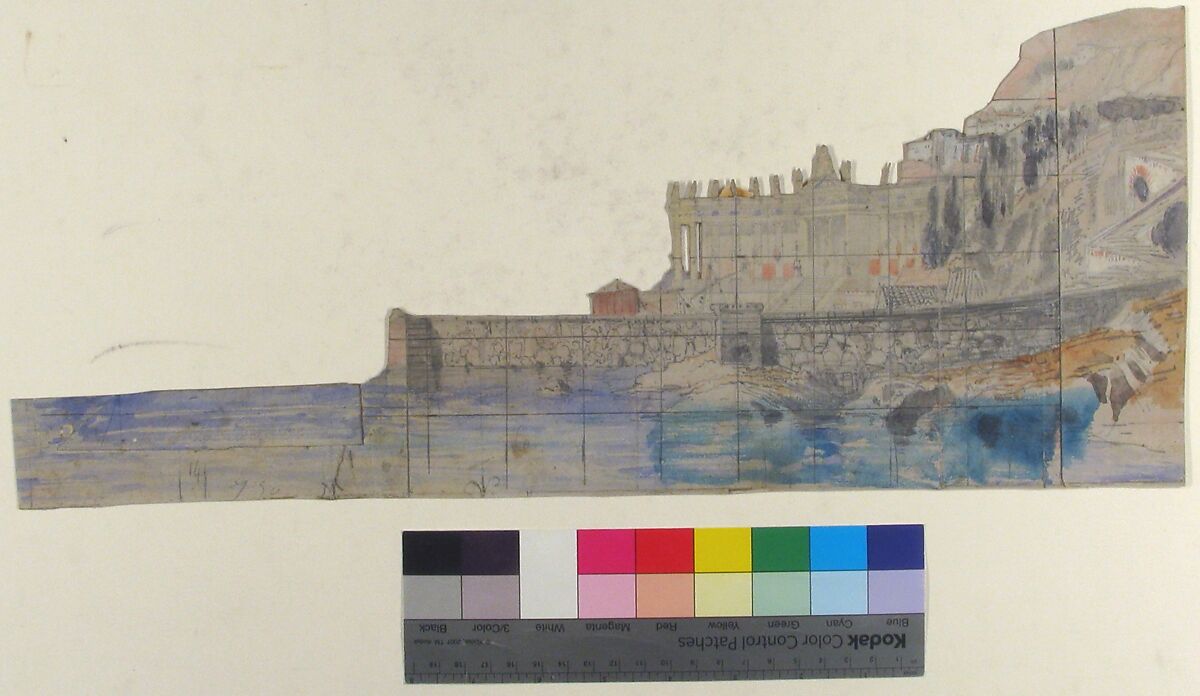 Design for a Stage Set at the Opéra, Paris, Eugène Cicéri (French, Paris 1813–1890 Fontainebleau), Graphite and watercolor