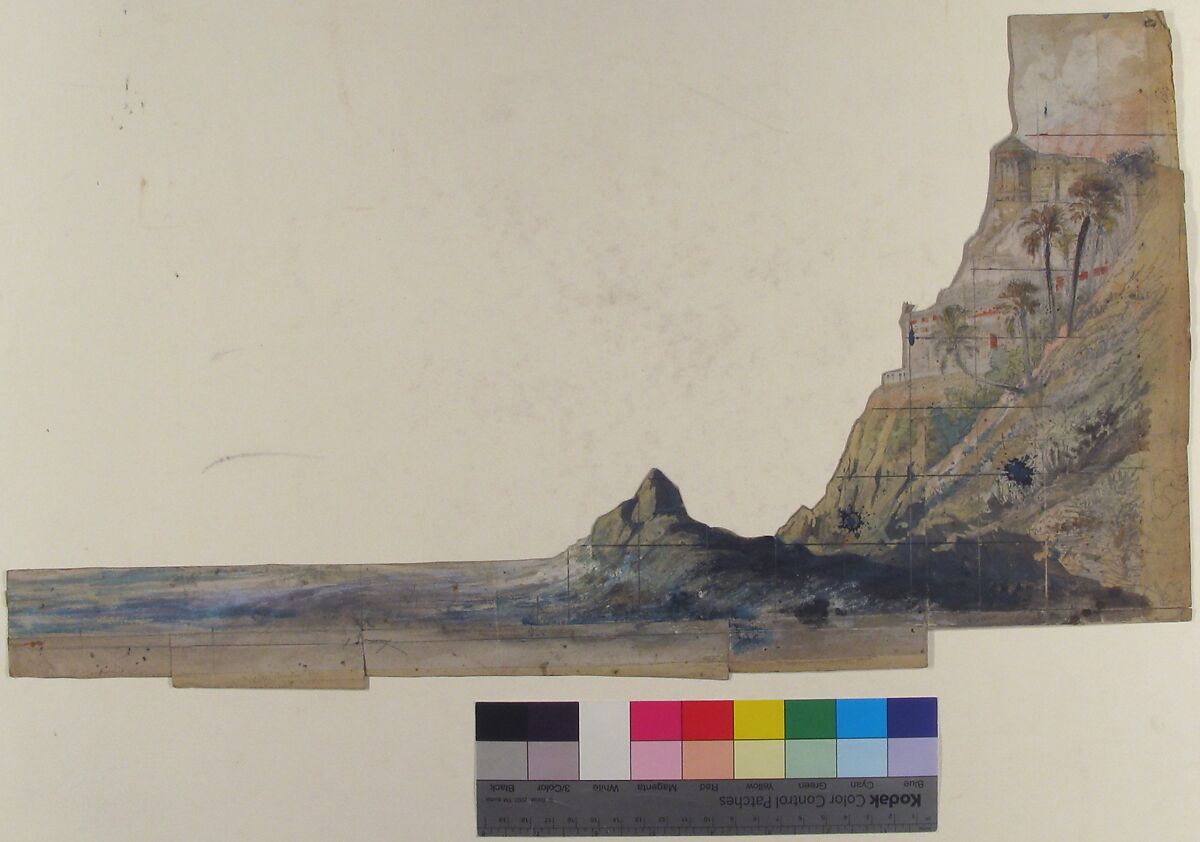 Design for a Stage Set at the Opéra, Paris, Eugène Cicéri (French, Paris 1813–1890 Fontainebleau), Graphite, watercolor, and gouache