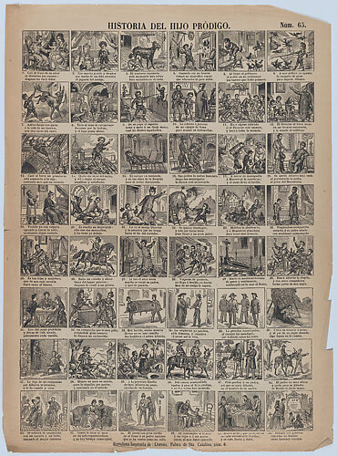 Broadside with 48 scenes relating to the story of the prodigal son