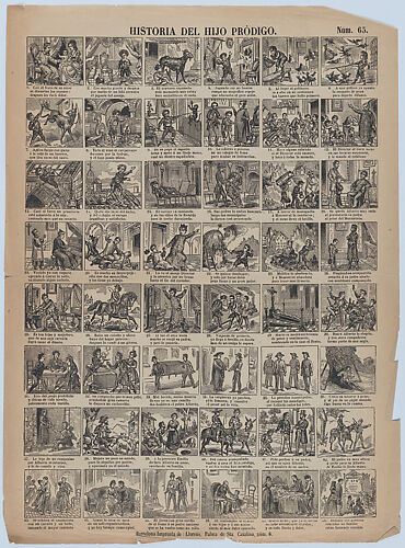 Broadside with 48 scenes relating to the story of the prodigal son