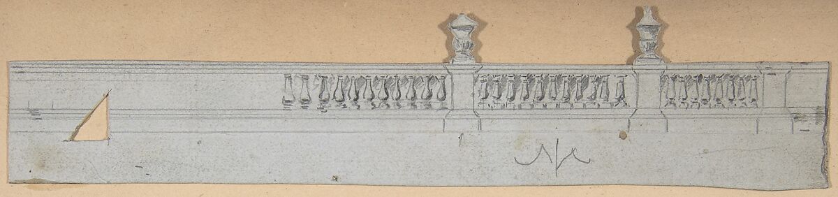 Design for a Stage Set at the Opéra, Paris: Balustrade, Eugène Cicéri (French, Paris 1813–1890 Fontainebleau), Graphite 