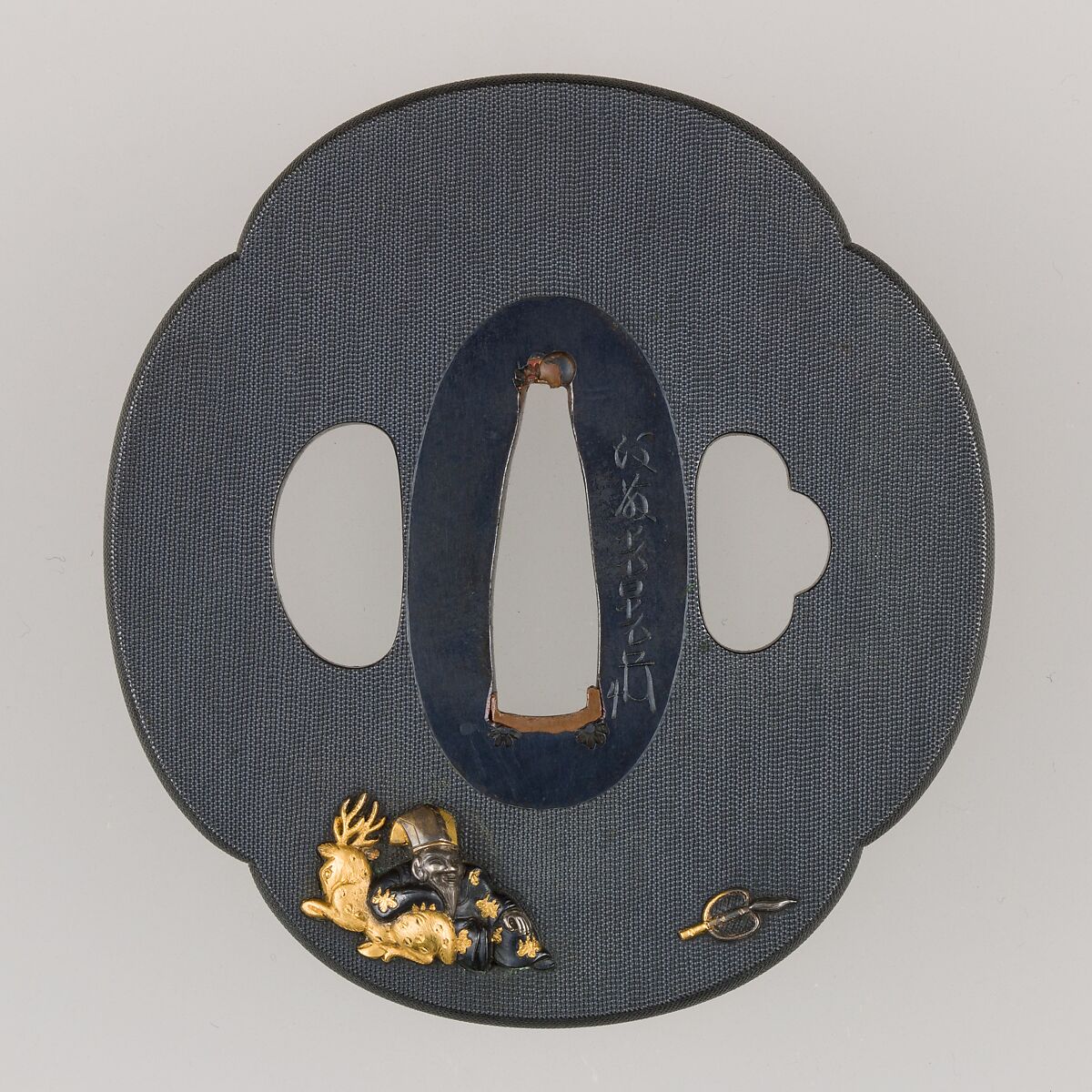 Sword Guard (Tsuba), Inscribed by Gotō Mitsuakira (Japanese, 1816–1856), Copper-gold alloy (shakudō), gold, silver, copper, Japanese 