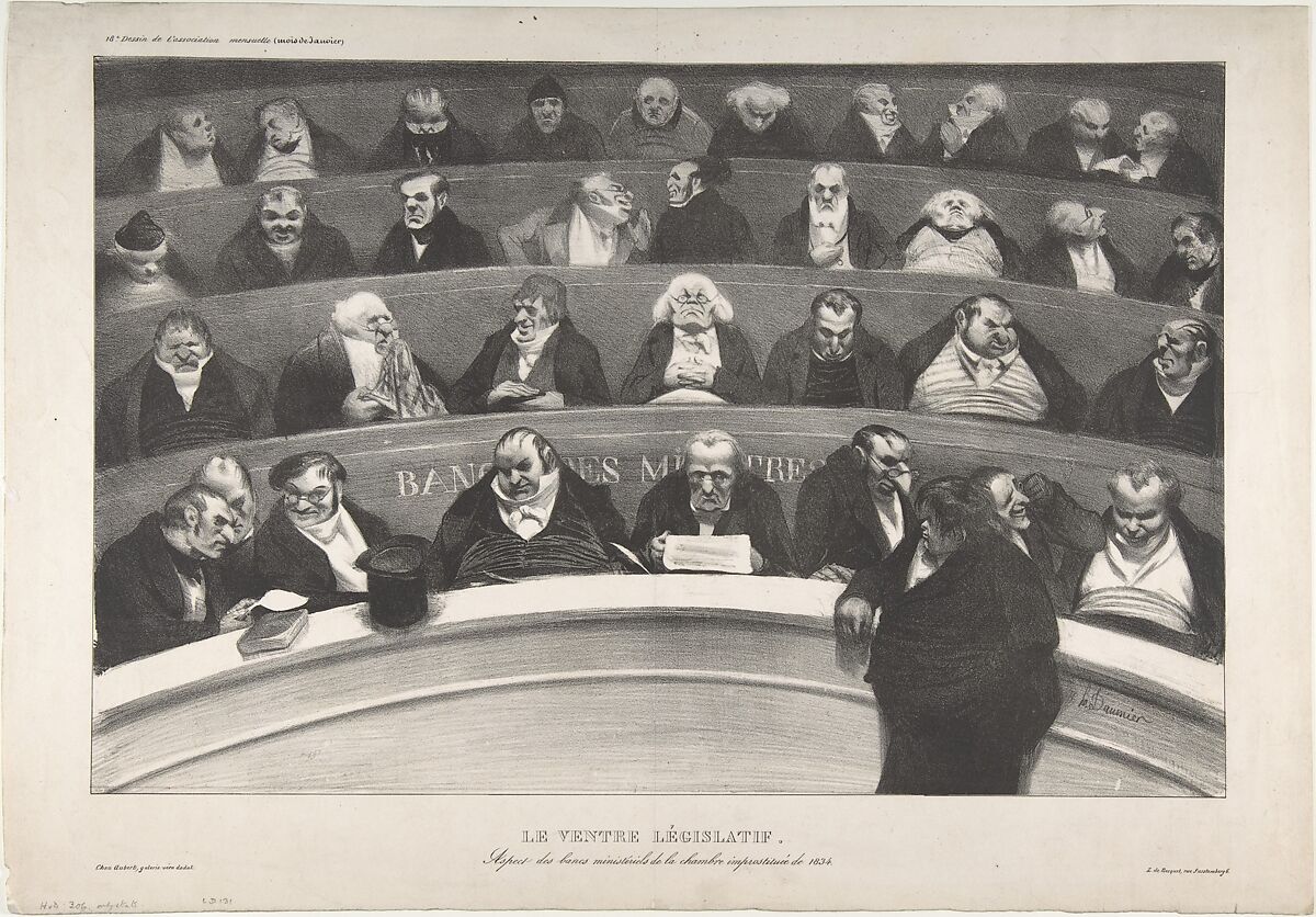 The Legislative Belly, Honoré Daumier (French, Marseilles 1808–1879 Valmondois), Lithograph on wove paper 