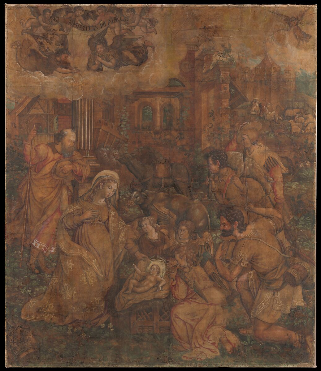 The Adoration of the Shepherds (Cartoon), Anonymous, Netherlandish, 16th century, Tempera on paper, lined with rough canvas 