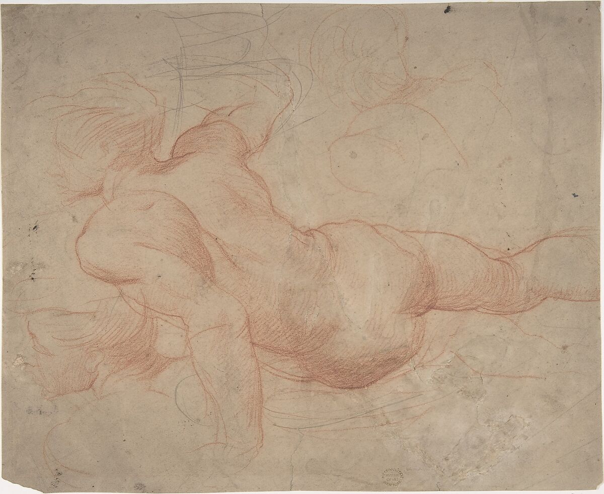 Nude Figure, Alfred George Stevens (British, Blandford Forum, Dorset 1817–1875 London), Red chalk 