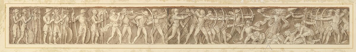Design for a Frieze, Thomas Stothard (British, London 1755–1834 London), Pen and brown ink, brush and brown wash 