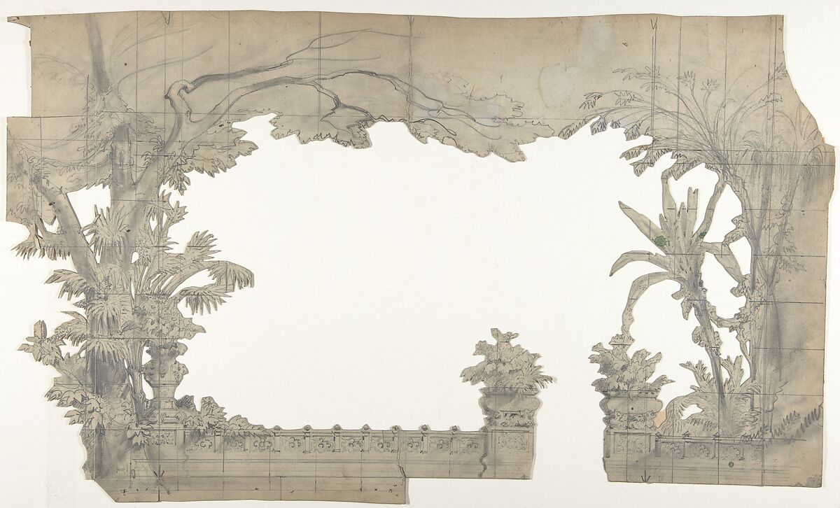 Design for a Stage Set at the Opéra, Paris, Eugène Cicéri (French, Paris 1813–1890 Fontainebleau), Graphite 