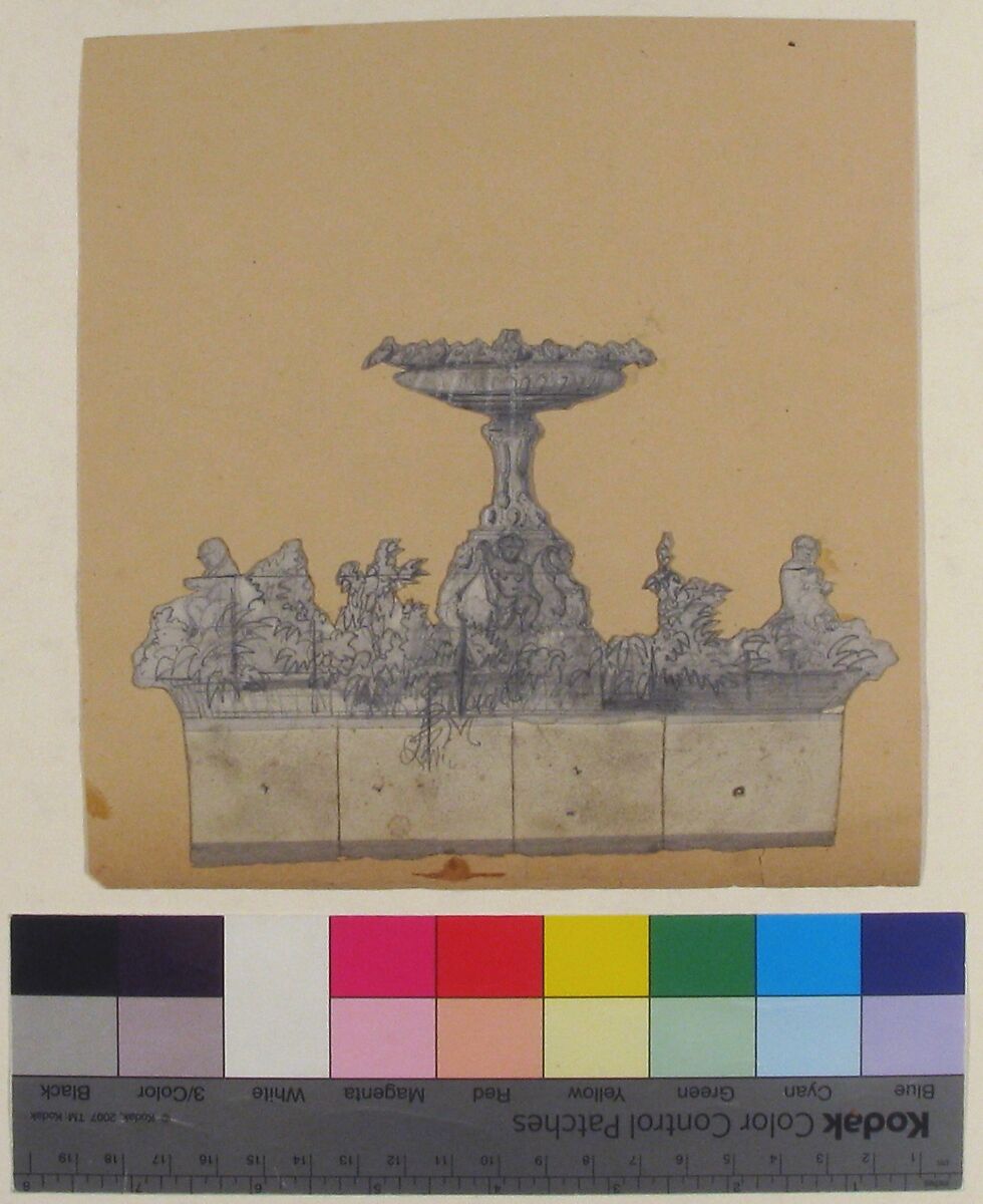 Design for a Stage Set at the Opéra, Paris: A Fountain, Eugène Cicéri (French, Paris 1813–1890 Fontainebleau), Graphite