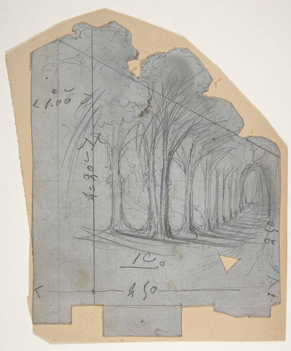 Design for a Stage Set at the Opéra, Paris, Eugène Cicéri (French, Paris 1813–1890 Fontainebleau), Graphite 