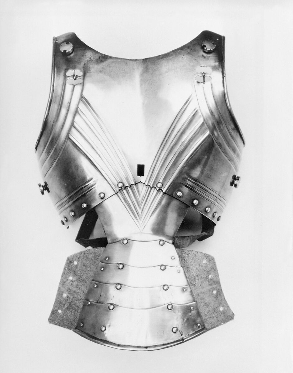 Armor for the Joust of Peace, Helmet (04.3.291a) made by Daniel Tachaux (French, 1857–1928, active in France and America), Steel, copper alloy, leather, textile, horn, German; restorations, French, Paris